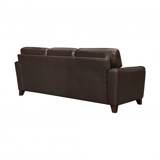 Bergen 87" Espresso Genuine Leather Square Arm Sofa