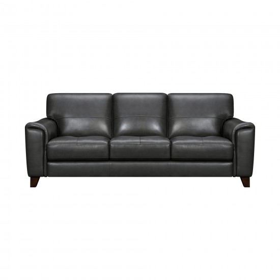 Bergen 87" Pewter Genuine Leather Square Arm Sofa