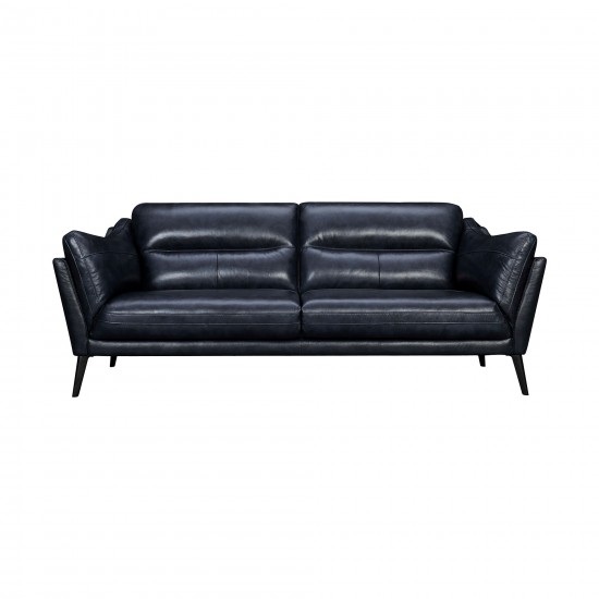 Franz 87" Modern Blue Genuine Leather Sofa