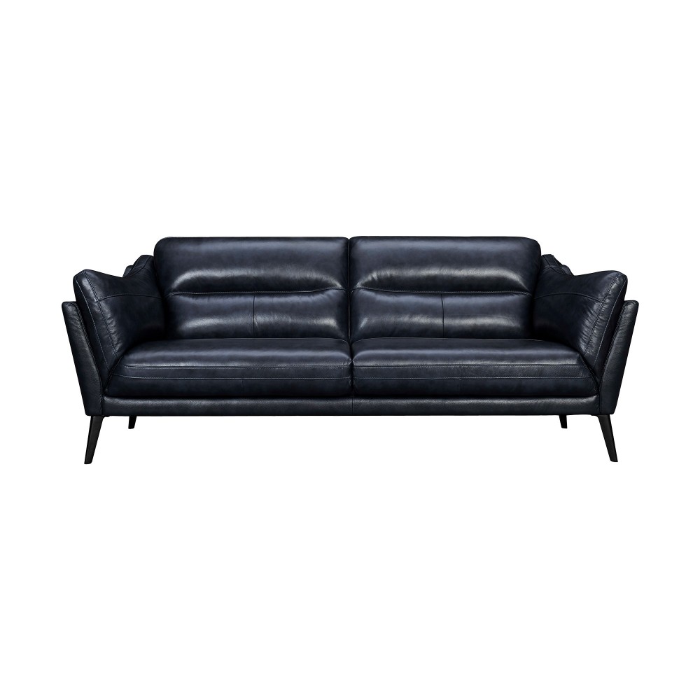 Franz 87" Modern Blue Genuine Leather Sofa