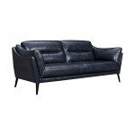 Franz 87" Modern Blue Genuine Leather Sofa