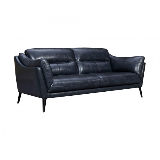 Franz 87" Modern Blue Genuine Leather Sofa