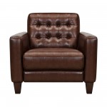 Wesley Chestnut Genuine Leather Power Footrest Tuxedo Arm Accent Chair