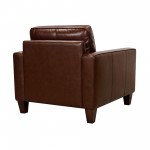 Wesley Chestnut Genuine Leather Power Footrest Tuxedo Arm Accent Chair