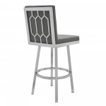 Rochester 30" Swivel Modern Brushed Stainless Steel & Grey Faux Leather Barstool