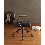 ACME Hallie Executive Office Chair, Vintage Black Top Grain Leather