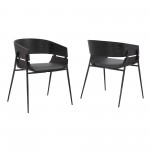 Bronte Wood and Metal Contemporary Dining Room Chairs Set of 2