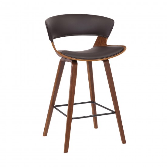 Jagger Modern 26" Wood and Black Faux Leather Counter Height Barstool