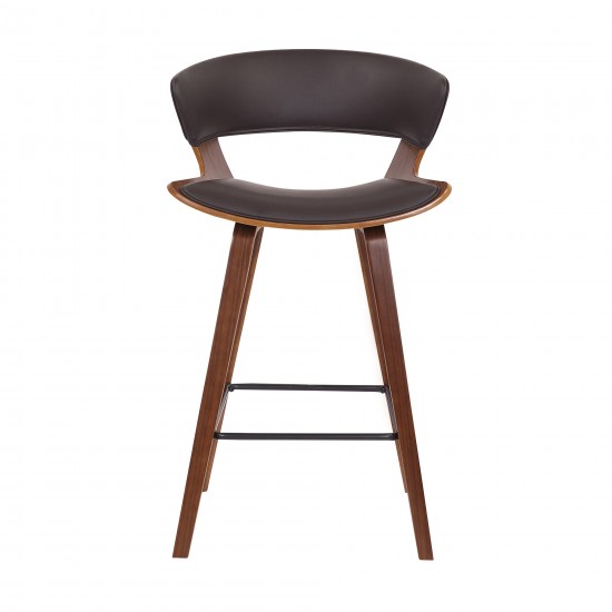 Jagger Modern 26" Wood and Black Faux Leather Counter Height Barstool