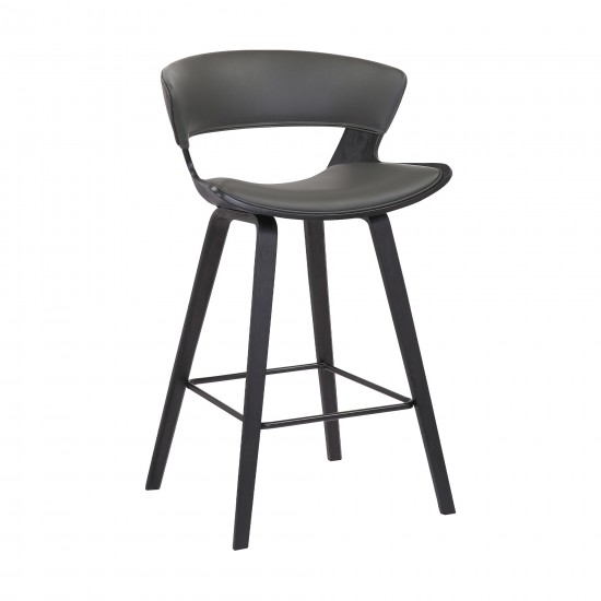 Jagger Modern 26" Black Wood and Grey Faux Leather Counter Height Barstool