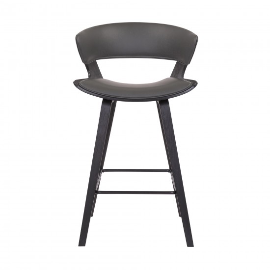 Jagger Modern 26" Black Wood and Grey Faux Leather Counter Height Barstool