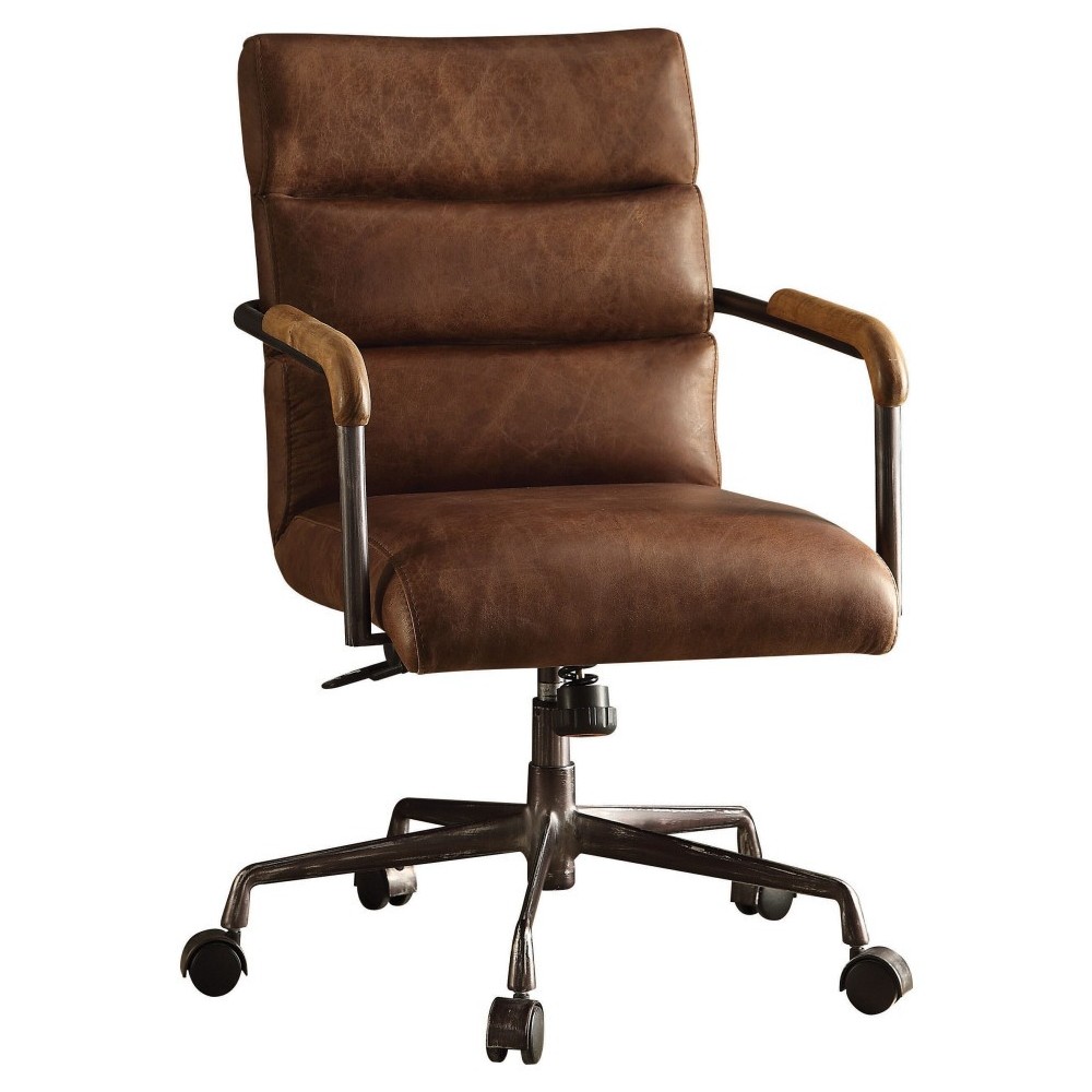 ACME Harith Executive Office Chair, Retro Brown Top Grain Leather