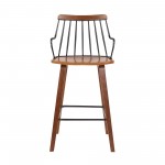 Micah Walnut and Metal Modern 26" Counter Height Bar Stool