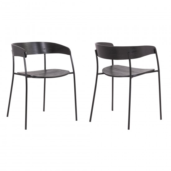 Perry Wood and Metal Modern Dining Room Chairs Set of 2