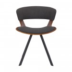 Ulric Wood and Metal Modern Dining Room Accent Chair in Charcoal Grey