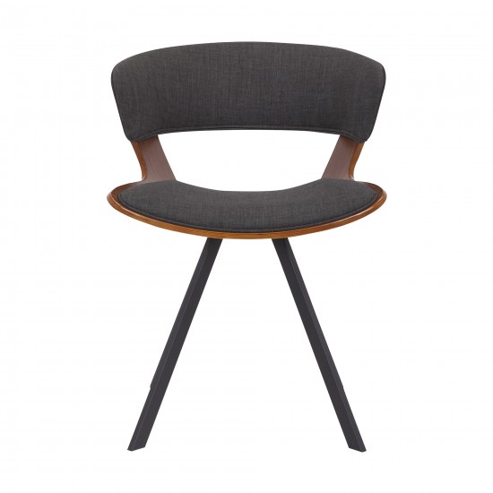 Ulric Wood and Metal Modern Dining Room Accent Chair in Charcoal Grey