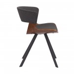 Ulric Wood and Metal Modern Dining Room Accent Chair in Charcoal Grey