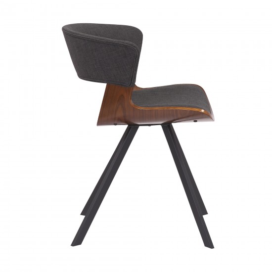 Ulric Wood and Metal Modern Dining Room Accent Chair in Charcoal Grey