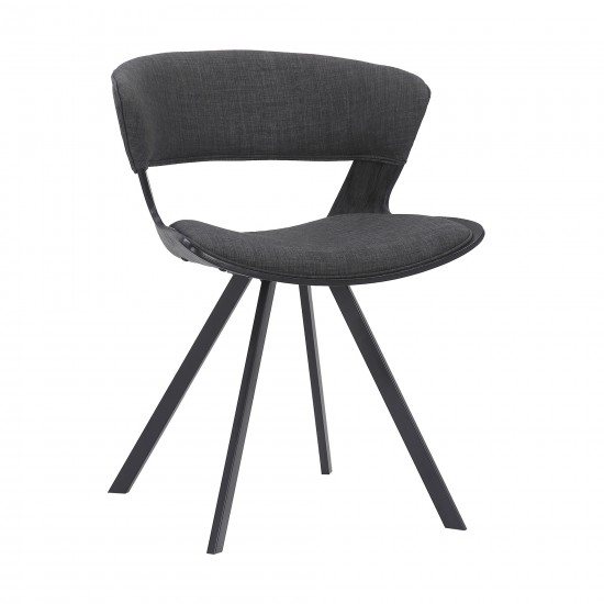 Ulric Black Wood and Metal Modern Dining Room Accent Chair in Charcoal Grey