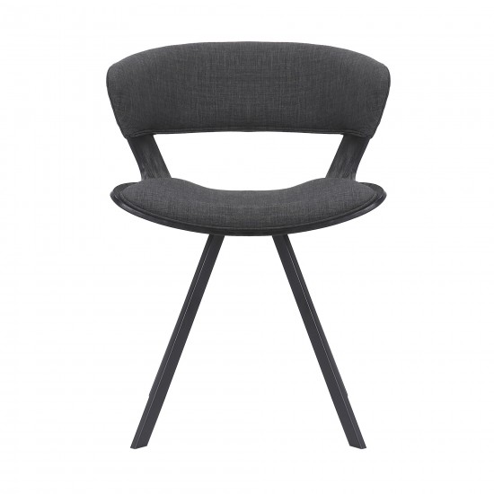 Ulric Black Wood and Metal Modern Dining Room Accent Chair in Charcoal Grey