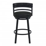 Titana 26" Counter Height Metal Swivel Barstool in Ford Black Pu & Black Finish