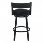 Titana 26" Counter Height Metal Swivel Barstool in Ford Black Pu & Black Finish