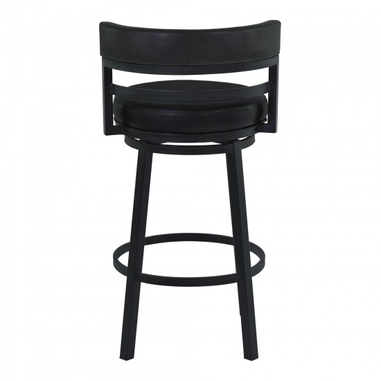 Titana 26" Counter Height Metal Swivel Barstool in Ford Black Pu & Black Finish