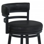 Titana 30" Bar Height Metal Swivel Barstool in Ford Black Pu and Black Finish