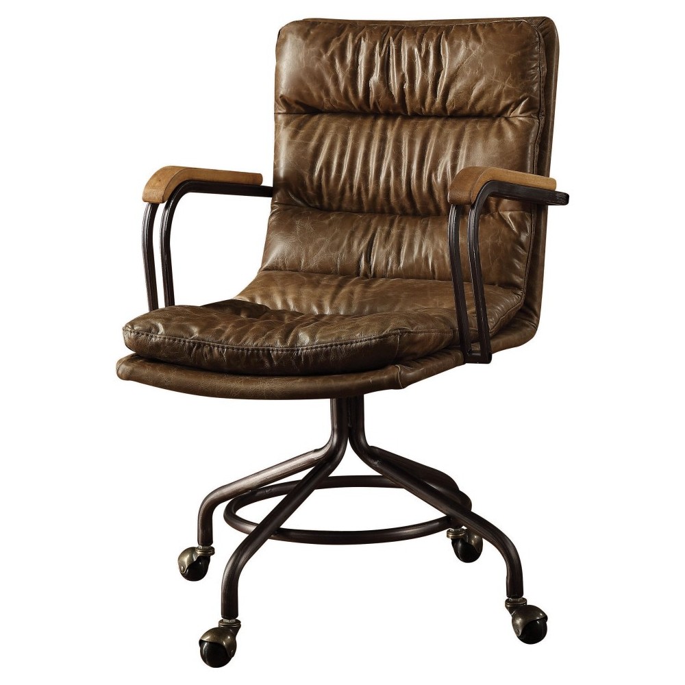 ACME Harith Executive Office Chair, Vintage Whiskey Top Grain Leather