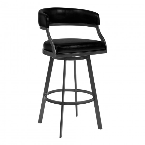 Dione 26" Counter Height Barstool in Mineral Finish & Vintage Black Faux Leather