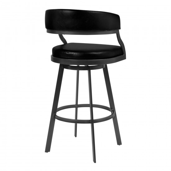 Dione 30" Bar Height Barstool in Mineral Finish and Vintage Black Faux Leather