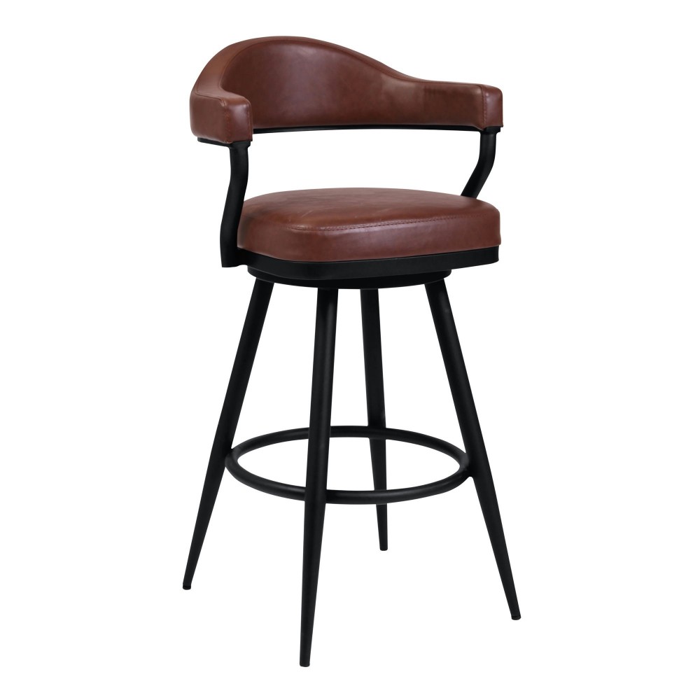 Amador 26" Counter Height Barstool in a Black Finish and Coffee Faux Leather