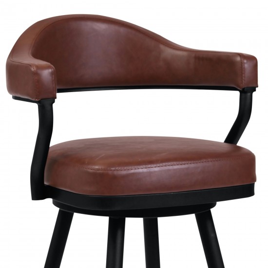 Amador 26" Counter Height Barstool in a Black Finish and Coffee Faux Leather