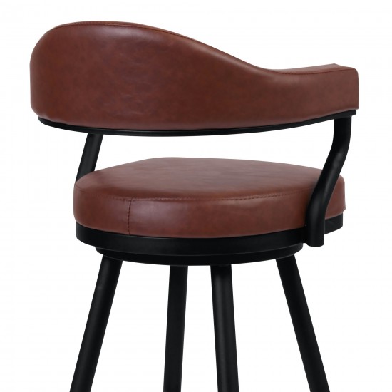 Amador 26" Counter Height Barstool in a Black Finish and Coffee Faux Leather