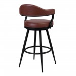 Amador 30" Bar Height Barstool in a Black Finish and Vintage Coffee Faux Leather