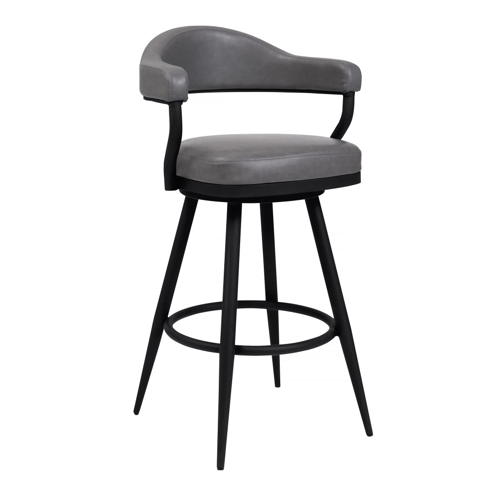 Amador 30" Bar Height Gray Faux Leather Barstool