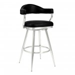 Amador 26" Counter Height Black Faux Leather Barstool