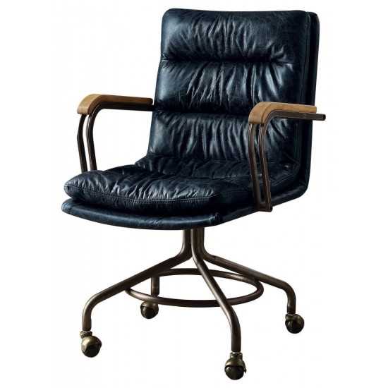 ACME Harith Executive Office Chair, Vintage Blue Top Grain Leather