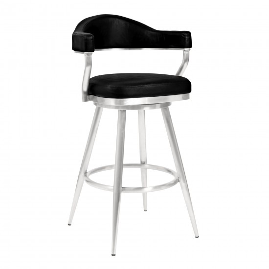 Amador 30" Bar Height Black Faux Leather Barstool