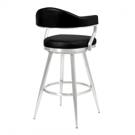 Amador 30" Bar Height Black Faux Leather Barstool