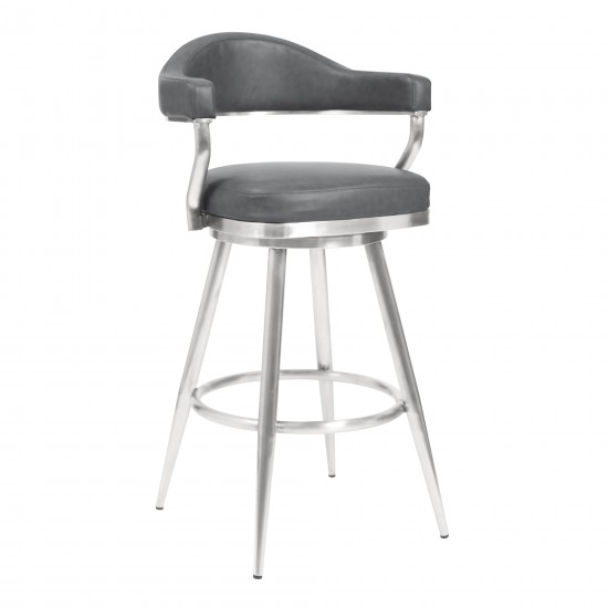 Amador 30" Bar Height Barstool in Brushed Stainless Steel