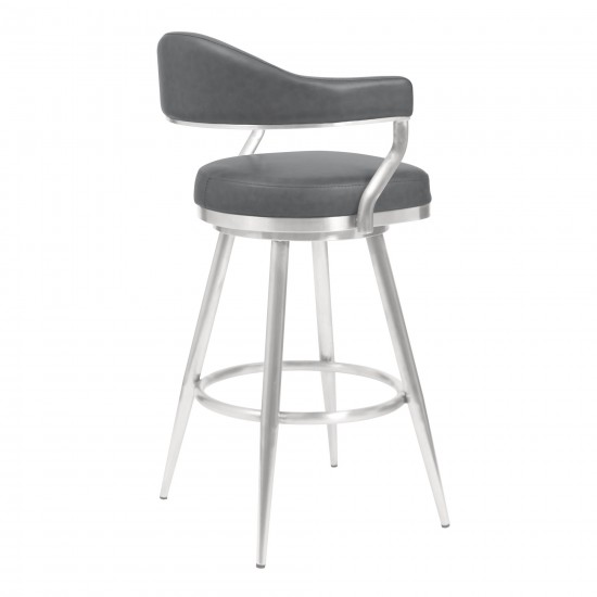 Amador 30" Bar Height Barstool in Brushed Stainless Steel