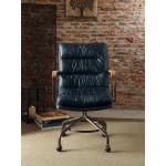 ACME Harith Executive Office Chair, Vintage Blue Top Grain Leather