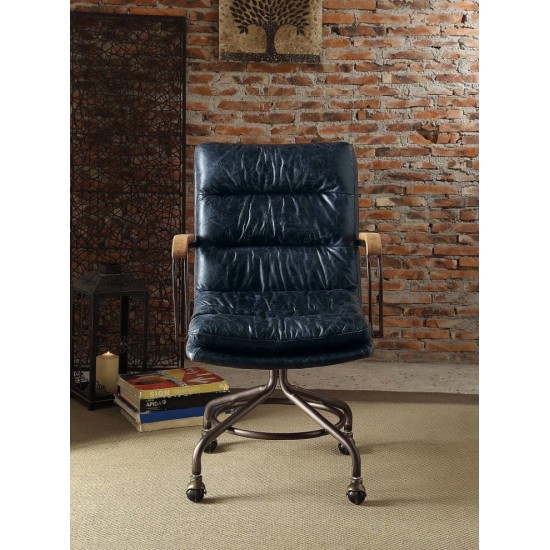 ACME Harith Executive Office Chair, Vintage Blue Top Grain Leather