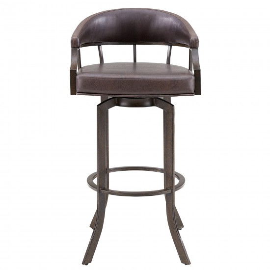 Pharaoh Swivel 26" Auburn Bay and Brown Faux Leather Bar Stool