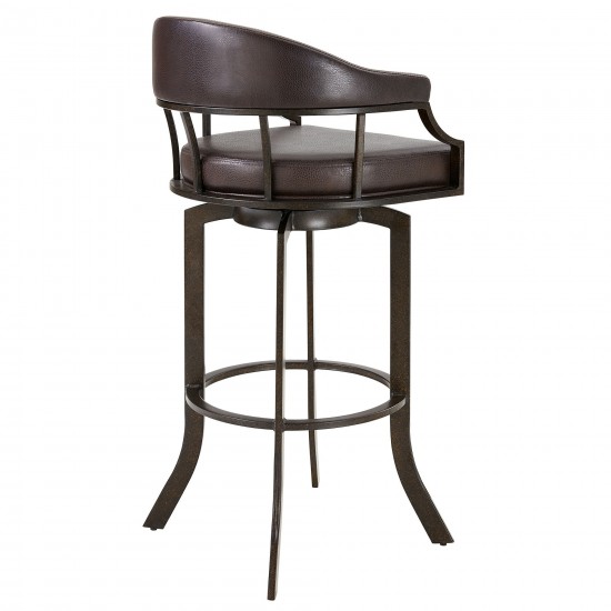 Pharaoh Swivel 30" Auburn Bay and Brown Faux Leather Bar Stool