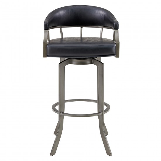 Pharaoh Swivel 26" Mineral Finish and Black Faux Leather Bar Stool