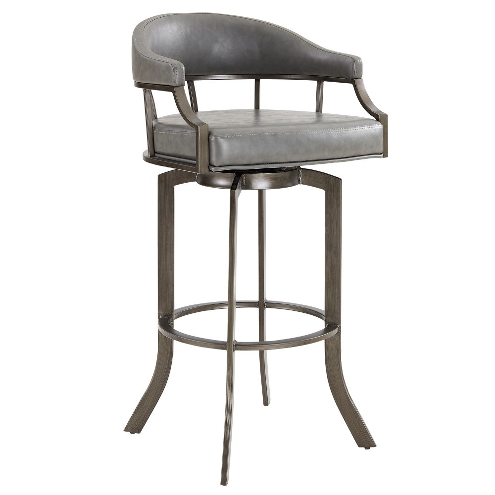 Pharaoh Swivel 26" Mineral Finish and Gray Faux Leather Bar Stool