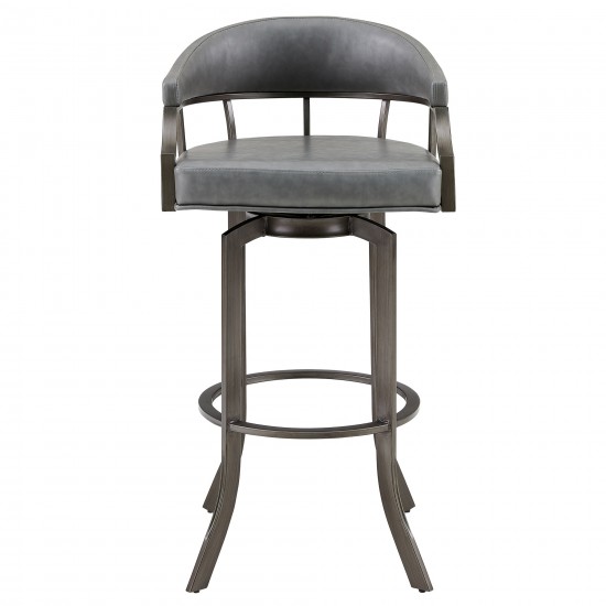 Pharaoh Swivel 26" Mineral Finish and Gray Faux Leather Bar Stool