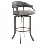 Pharaoh Swivel 30" Mineral Finish and Gray Faux Leather Bar Stool